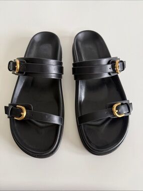 Zara Black Slide Sandals Size 41